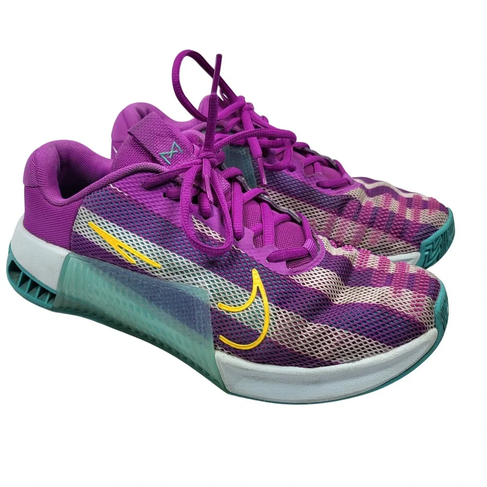 Nike Metcon‎ 9 Women's Training Shoes Purple Yellow Teal Size 9.5 DZ2539-500